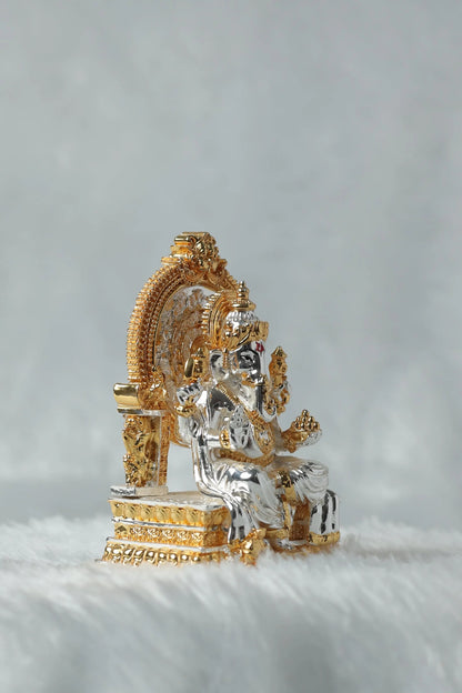 Gold and Silver Plated Matte Finish Ganesh Ji Idol Sanjay