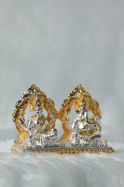 Gold and Silver Plated Laxmi Ganesh Ji Pair Sanjay